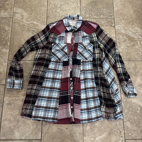 Free People Women’s Penny Plaid Shirtdress Sz Large - Picture 3 of 16